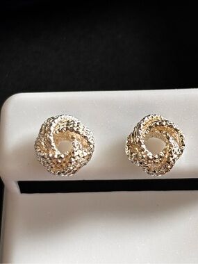 Silver-Tone Twisted Knot Stud Earrings